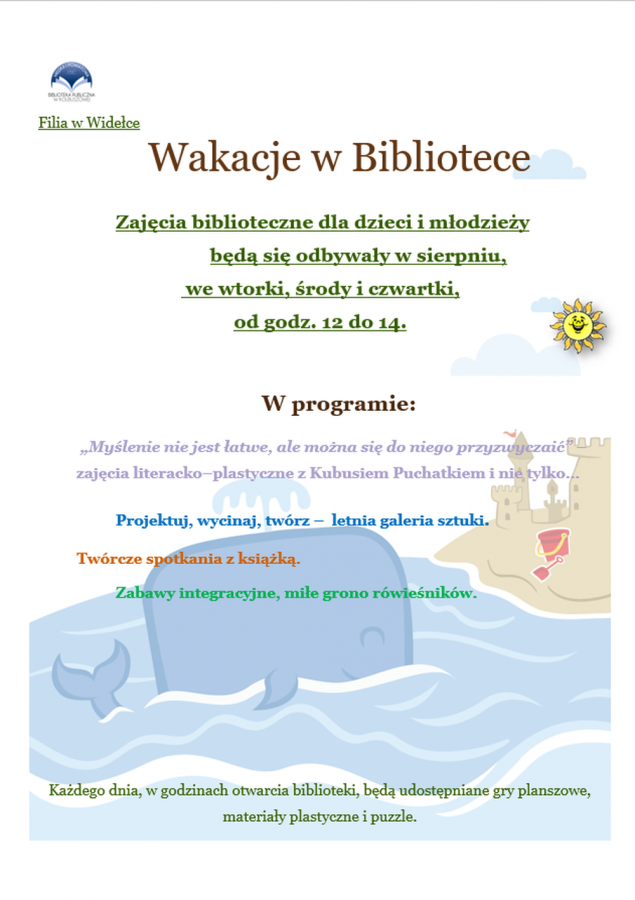 Wakacje w bibliotece 2026 r.